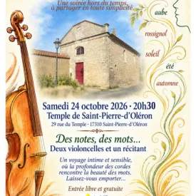Concert "Des notes des mots" ... deux violoncelles et un récitant